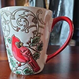 Embossed Cardinal Mug with Metallic Gold Accents